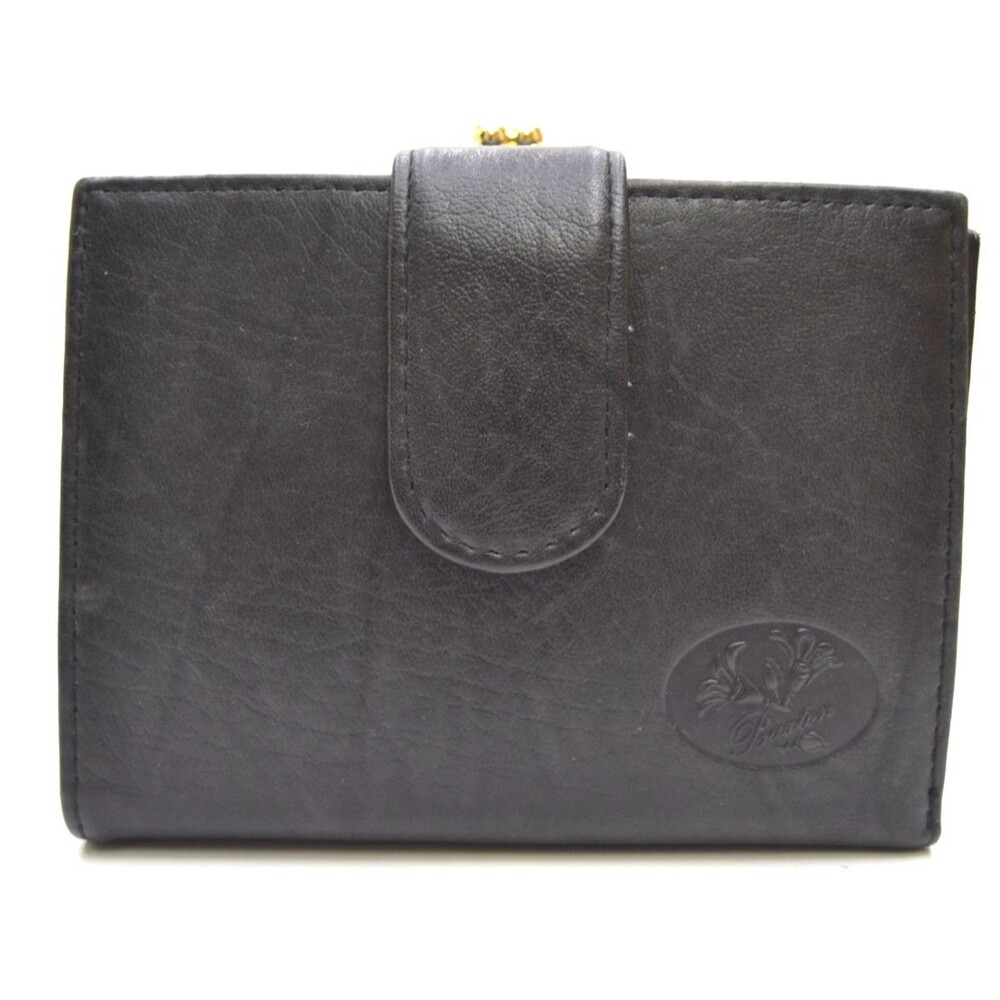 VTG Julia Buxton Heiress Leather Wallet Double Cardex Black Bifold KissLock NWOT